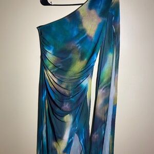 Multli colored one shoulder dress